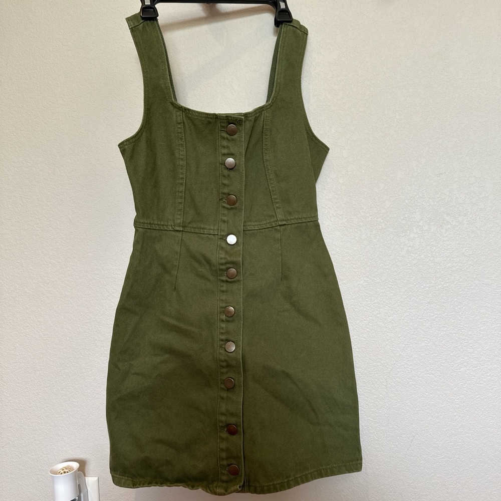 Olive Green Button-Down Dress